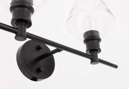 Elegant Furniture & Lighting - Gene 2 light Black and Clear glass Wall sconce - LD2312BK veiw 11