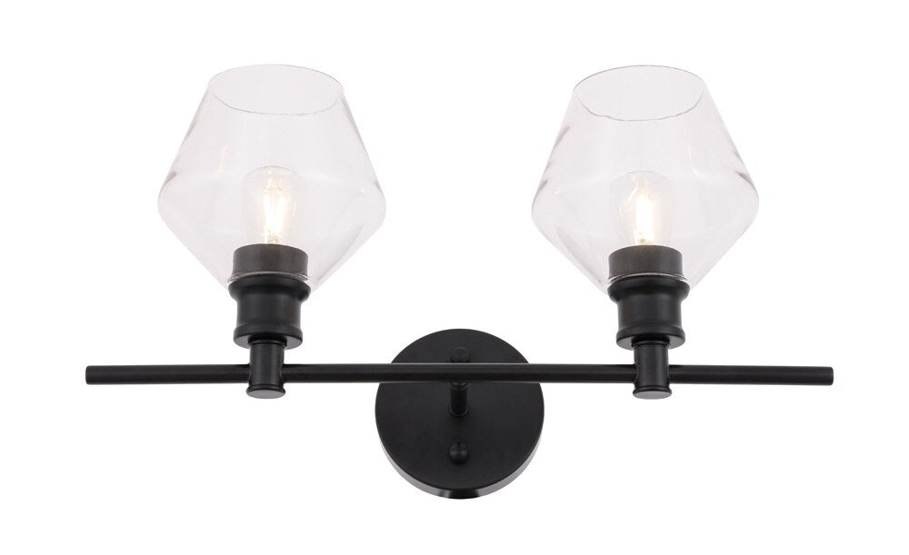 Elegant Furniture & Lighting - Gene 2 light Black and Clear glass Wall sconce - LD2312BK veiw 15