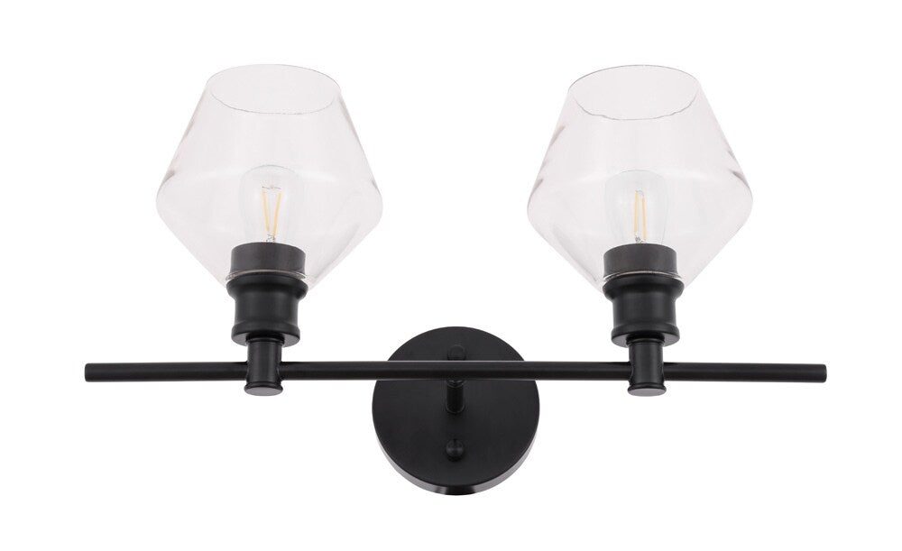 Elegant Furniture & Lighting - Gene 2 light Black and Clear glass Wall sconce - LD2312BK veiw 16
