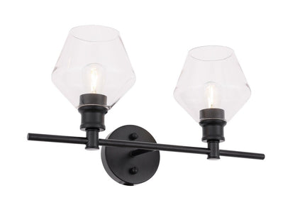 Elegant Furniture & Lighting - Gene 2 light Black and Clear glass Wall sconce - LD2312BK veiw 17