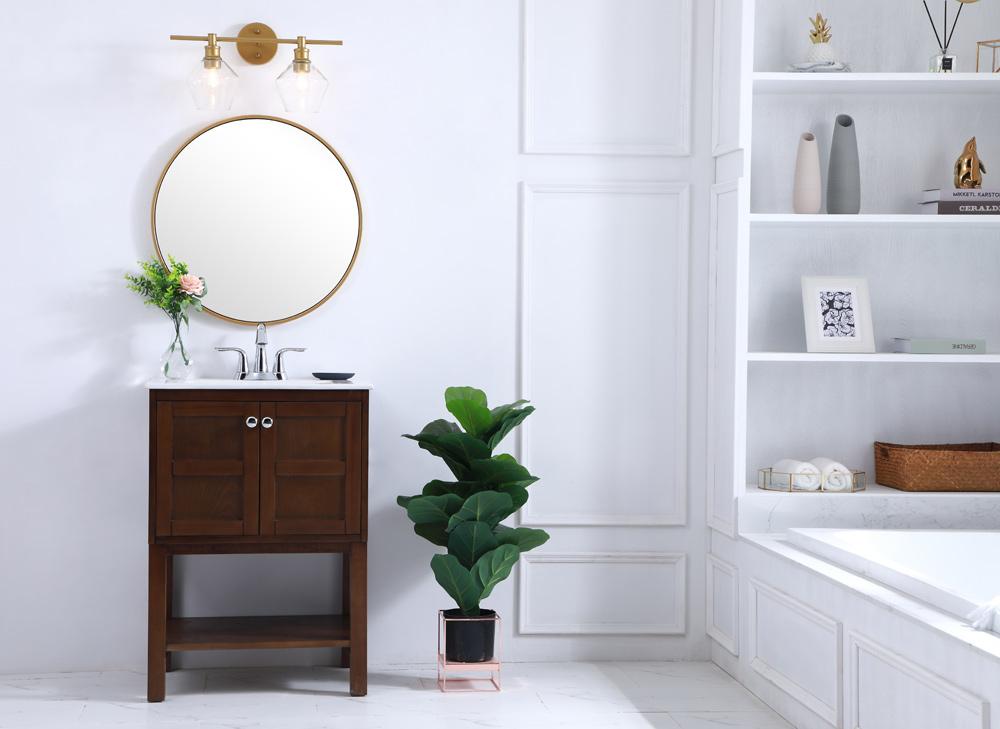 Elegant Furniture & Lighting - Gene 2 light Brass and Clear glass Wall sconce - LD2312BR veiw 2