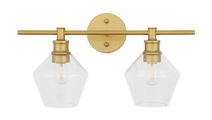 Elegant Furniture & Lighting - Gene 2 light Brass and Clear glass Wall sconce - LD2312BR veiw 3