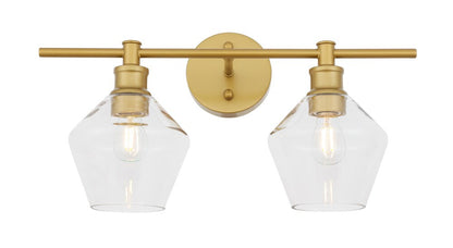 Elegant Furniture & Lighting - Gene 2 light Brass and Clear glass Wall sconce - LD2312BR veiw 4