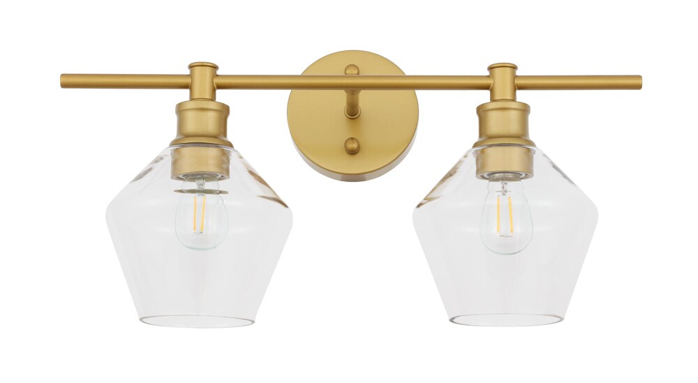 Elegant Furniture & Lighting - Gene 2 light Brass and Clear glass Wall sconce - LD2312BR veiw 5