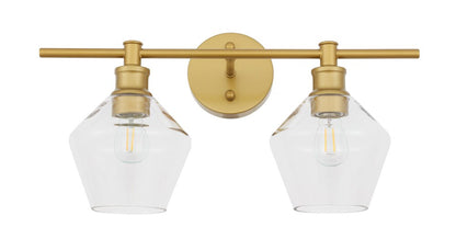 Elegant Furniture & Lighting - Gene 2 light Brass and Clear glass Wall sconce - LD2312BR veiw 5