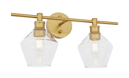 Elegant Furniture & Lighting - Gene 2 light Brass and Clear glass Wall sconce - LD2312BR veiw 6