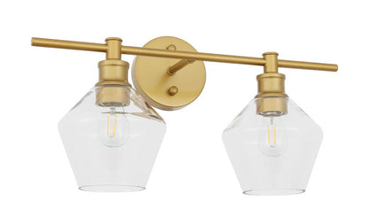 Elegant Furniture & Lighting - Gene 2 light Brass and Clear glass Wall sconce - LD2312BR veiw 7