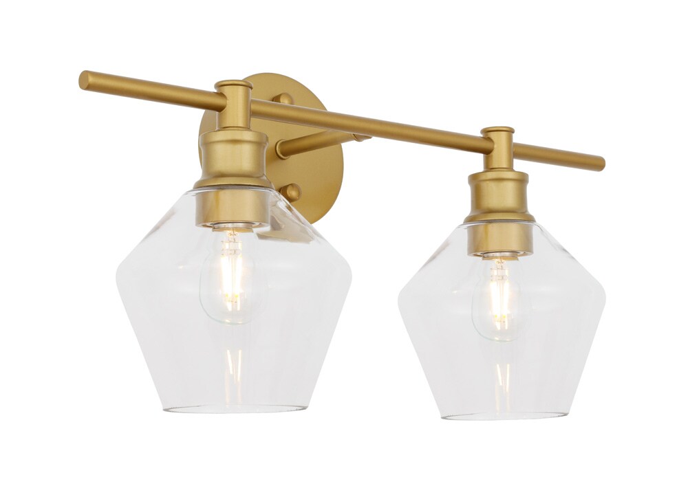 Elegant Furniture & Lighting - Gene 2 light Brass and Clear glass Wall sconce - LD2312BR veiw 8