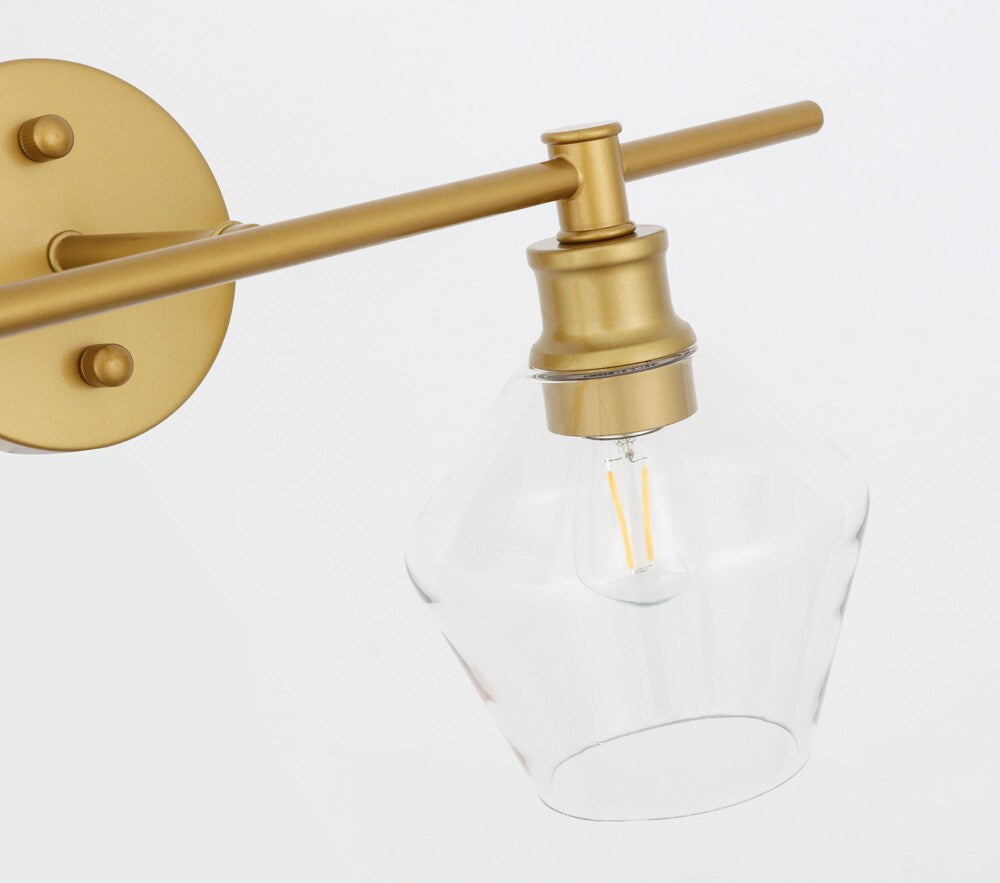 Elegant Furniture & Lighting - Gene 2 light Brass and Clear glass Wall sconce - LD2312BR veiw 12