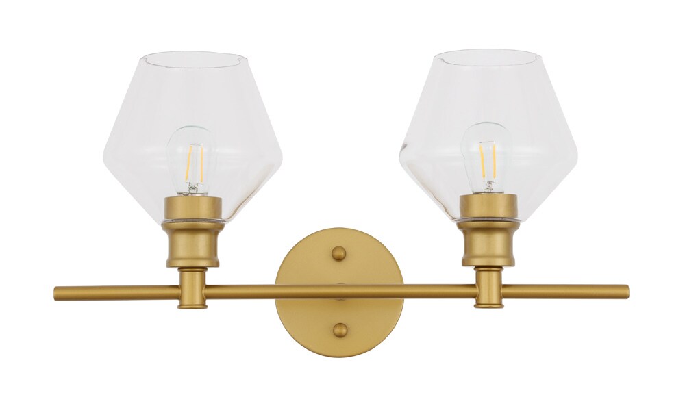 Elegant Furniture & Lighting - Gene 2 light Brass and Clear glass Wall sconce - LD2312BR veiw 13
