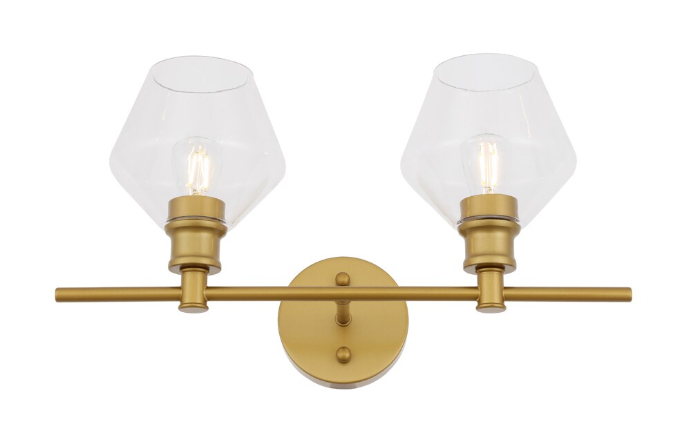Elegant Furniture & Lighting - Gene 2 light Brass and Clear glass Wall sconce - LD2312BR veiw 16