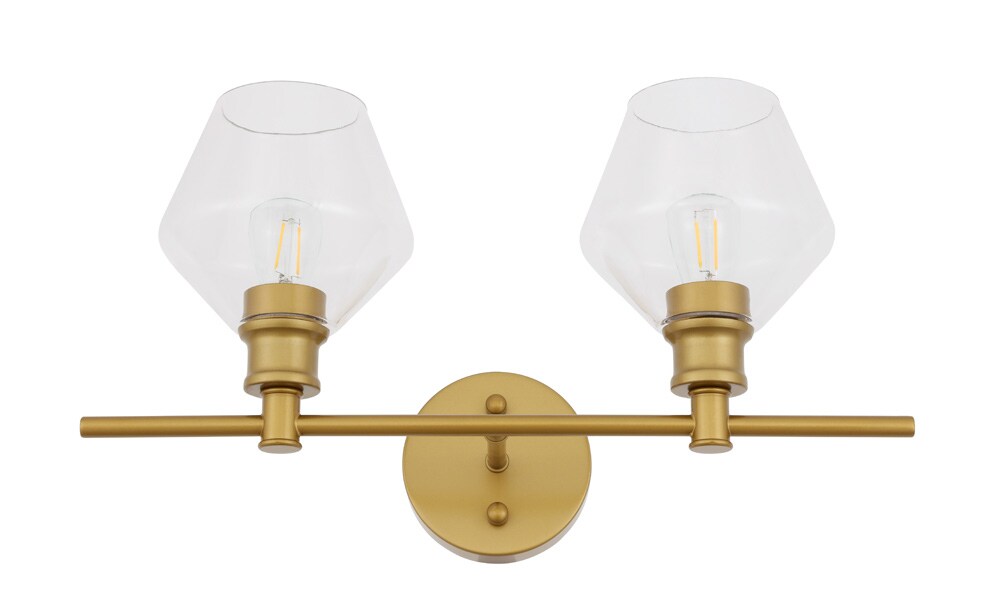 Elegant Furniture & Lighting - Gene 2 light Brass and Clear glass Wall sconce - LD2312BR veiw 17