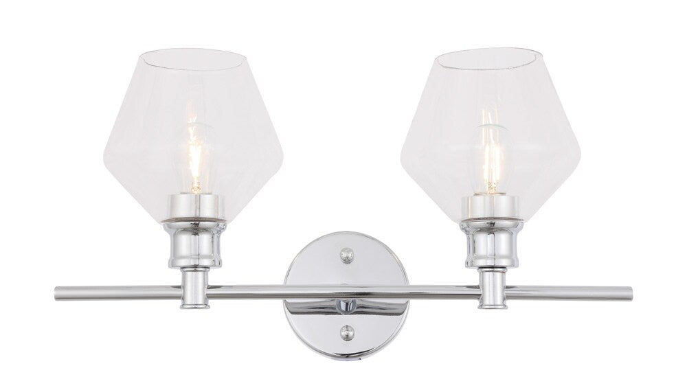 Elegant Furniture & Lighting - Gene 2 light Chrome and Clear glass Wall sconce - LD2312C veiw 1