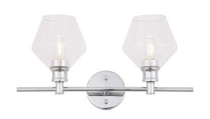 Elegant Furniture & Lighting - Gene 2 light Chrome and Clear glass Wall sconce - LD2312C veiw 1