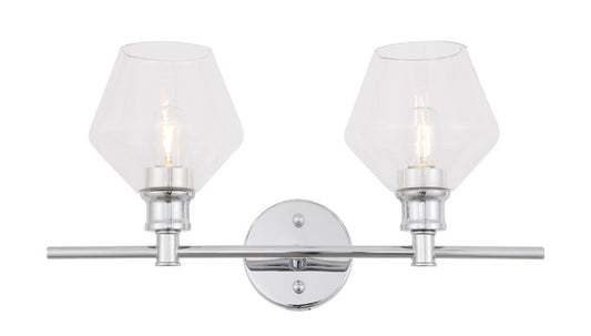 Elegant Furniture & Lighting - Gene 2 light Chrome and Clear glass Wall sconce - LD2312C veiw 1