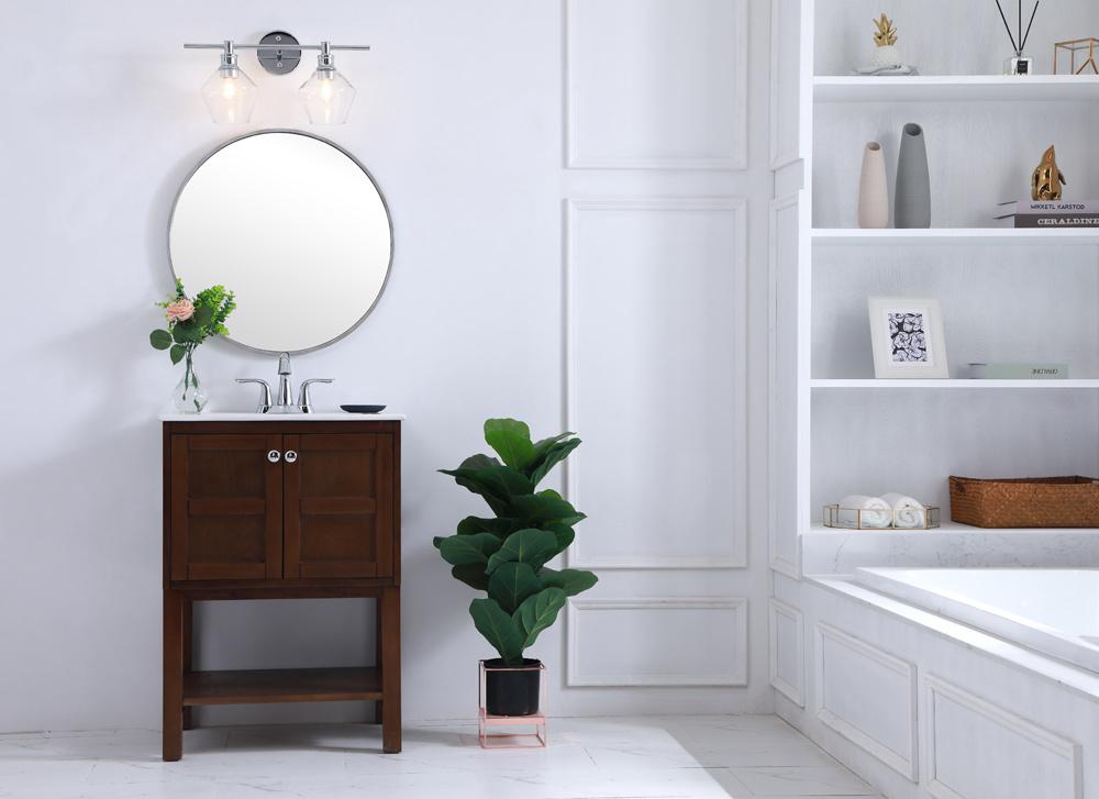 Elegant Furniture & Lighting - Gene 2 light Chrome and Clear glass Wall sconce - LD2312C veiw 2