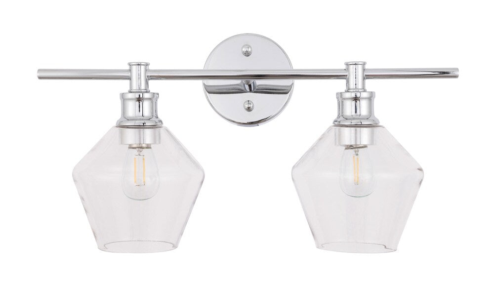 Elegant Furniture & Lighting - Gene 2 light Chrome and Clear glass Wall sconce - LD2312C veiw 3