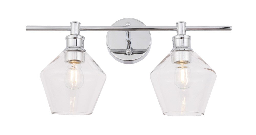 Elegant Furniture & Lighting - Gene 2 light Chrome and Clear glass Wall sconce - LD2312C veiw 4