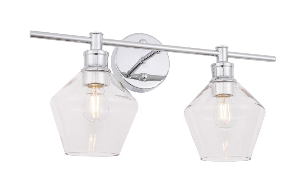 Elegant Furniture & Lighting - Gene 2 light Chrome and Clear glass Wall sconce - LD2312C veiw 6