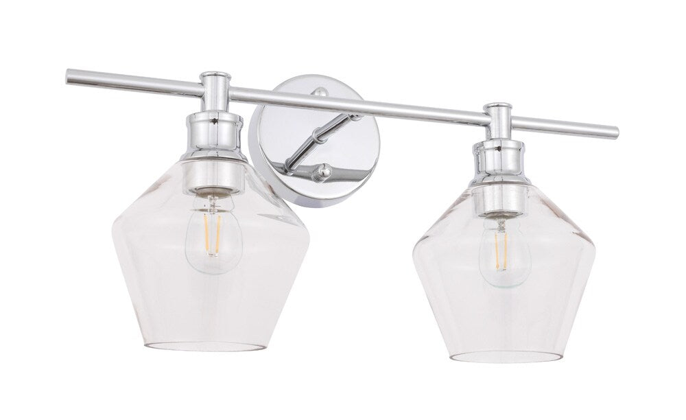 Elegant Furniture & Lighting - Gene 2 light Chrome and Clear glass Wall sconce - LD2312C veiw 7