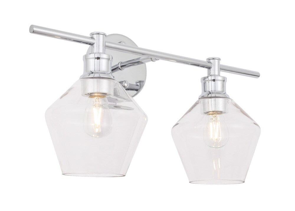 Elegant Furniture & Lighting - Gene 2 light Chrome and Clear glass Wall sconce - LD2312C veiw 8
