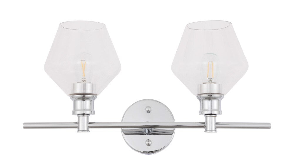 Elegant Furniture & Lighting - Gene 2 light Chrome and Clear glass Wall sconce - LD2312C veiw 13