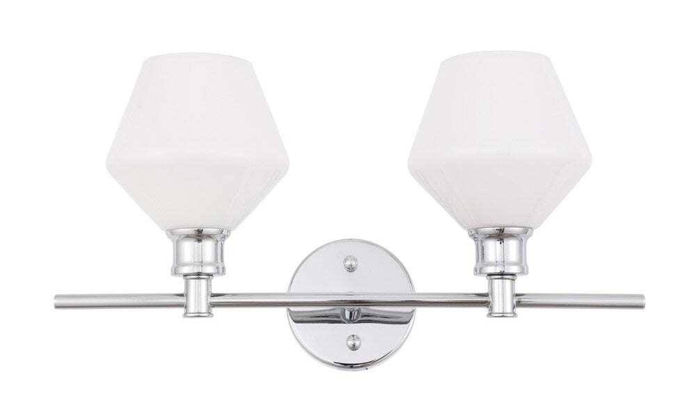 Elegant Furniture & Lighting - Gene 2 light Chrome and Frosted white glass Wall sconce - LD2313C veiw 1
