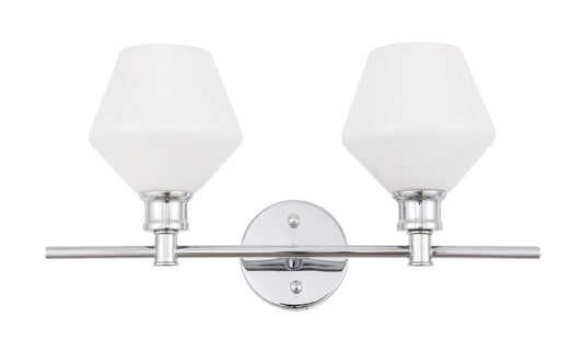 Elegant Furniture & Lighting - Gene 2 light Chrome and Frosted white glass Wall sconce - LD2313C veiw 1