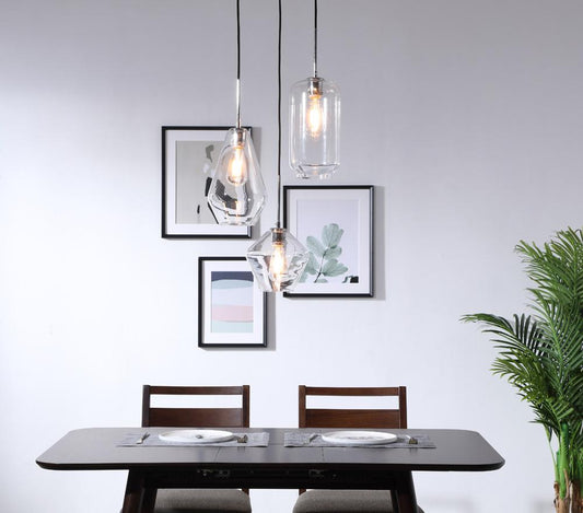 Elegant Furniture & Lighting - Gene 3 light Chrome and Clear glass pendant - LD2268C veiw 2