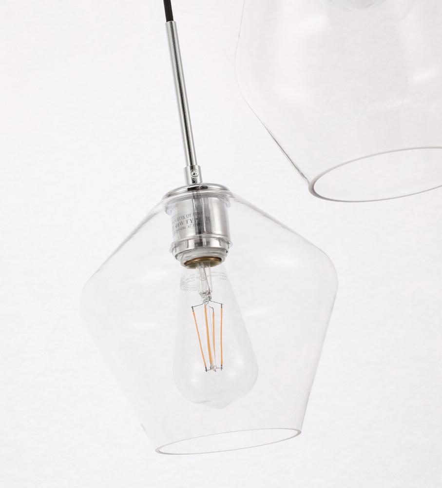 Elegant Furniture & Lighting - Gene 3 light Chrome and Clear glass pendant - LD2268C veiw 3