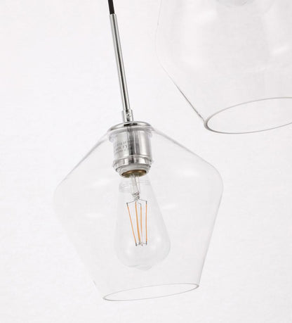 Elegant Furniture & Lighting - Gene 3 light Chrome and Clear glass pendant - LD2268C veiw 3