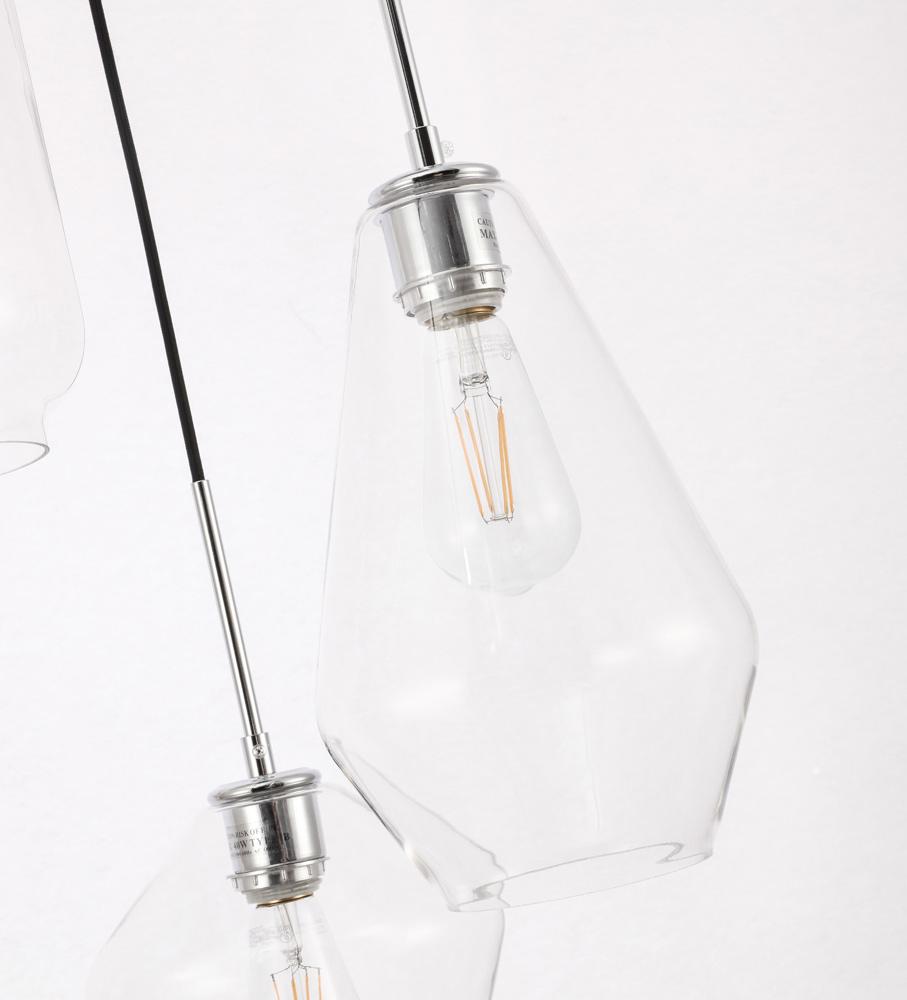 Elegant Furniture & Lighting - Gene 3 light Chrome and Clear glass pendant - LD2268C veiw 13