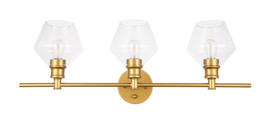 Elegant Furniture & Lighting - Gene 3 light Brass and Clear glass Wall sconce - LD2316BR veiw 1