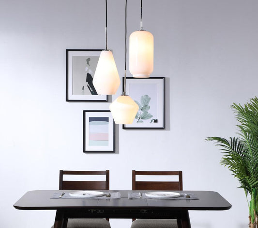 Elegant Furniture & Lighting - Gene 3 light Chrome and Frosted white glass pendant - LD2269C veiw 2