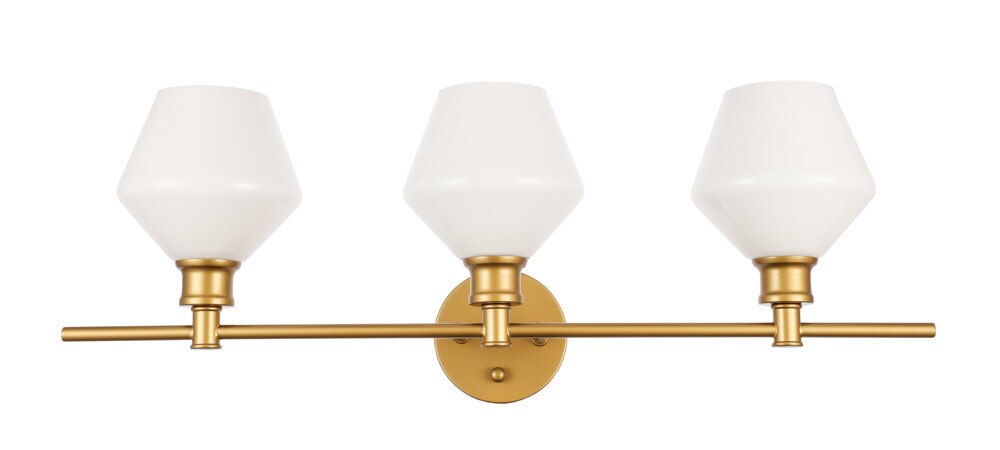 Elegant Furniture & Lighting - Gene 3 light Brass and Frosted white glass Wall sconce - LD2317BR veiw 1