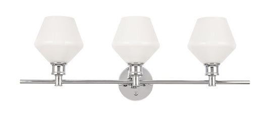 Elegant Furniture & Lighting - Gene 3 light Chrome and Frosted white glass Wall sconce - LD2317C veiw 1