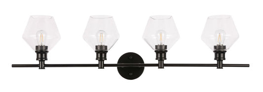Elegant Furniture & Lighting - Gene 4 light Black and Clear glass Wall sconce - LD2320BK veiw 1