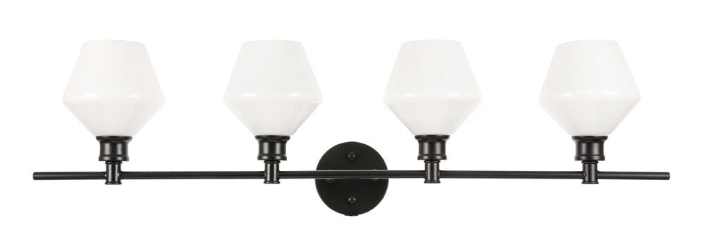 Elegant Furniture & Lighting - Gene 4 light Black and Frosted white glass Wall sconce - LD2321BK veiw 1