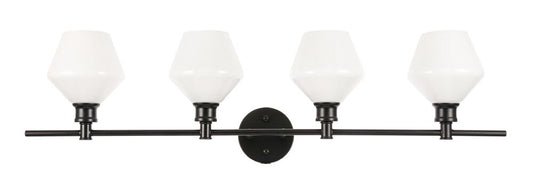 Elegant Furniture & Lighting - Gene 4 light Black and Frosted white glass Wall sconce - LD2321BK veiw 1
