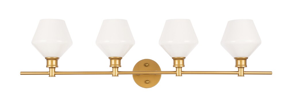 Elegant Furniture & Lighting - Gene 4 light Brass and Frosted white glass Wall sconce - LD2321BR veiw 1