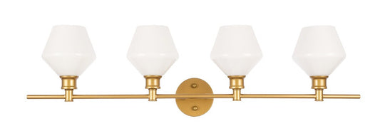 Elegant Furniture & Lighting - Gene 4 light Brass and Frosted white glass Wall sconce - LD2321BR veiw 1