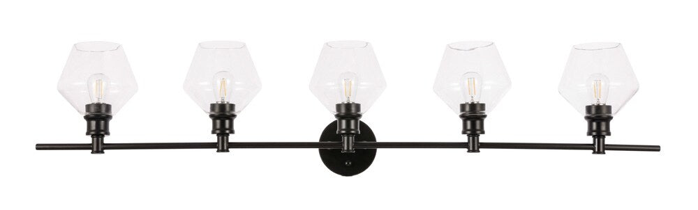 Elegant Furniture & Lighting - Gene 5 light Black and Clear glass Wall sconce - LD2324BK veiw 1