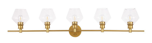 Elegant Furniture & Lighting - Gene 5 light Brass and Clear glass Wall sconce - LD2324BR veiw 1