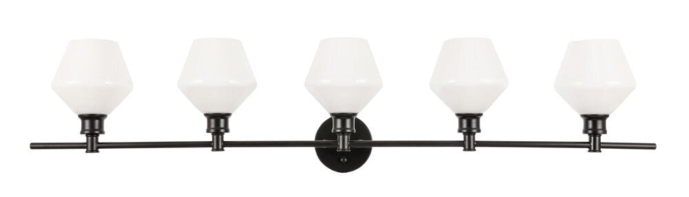 Elegant Furniture & Lighting - Gene 5 light Black and Frosted white glass Wall sconce - LD2325BK veiw 1