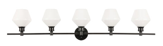 Elegant Furniture & Lighting - Gene 5 light Black and Frosted white glass Wall sconce - LD2325BK veiw 1
