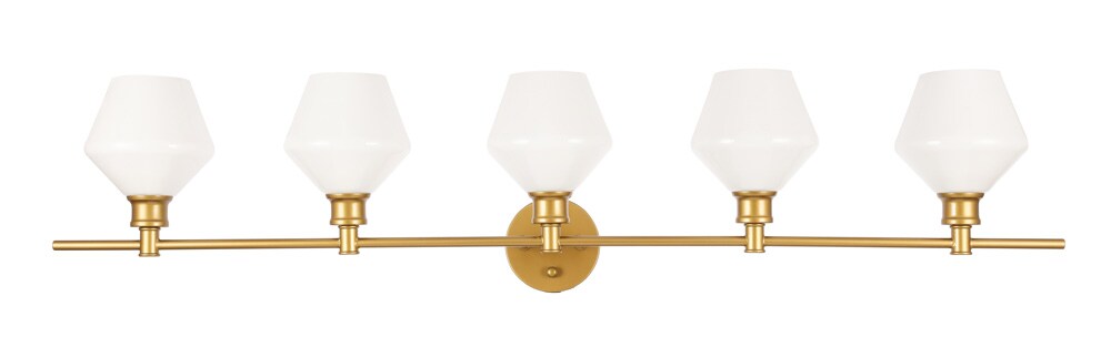 Elegant Furniture & Lighting - Gene 5 light Brass and Frosted white glass Wall sconce - LD2325BR veiw 1