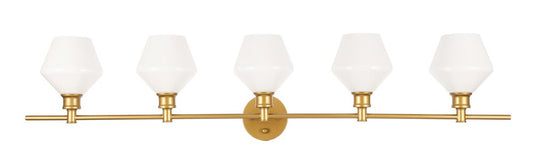 Elegant Furniture & Lighting - Gene 5 light Brass and Frosted white glass Wall sconce - LD2325BR veiw 1