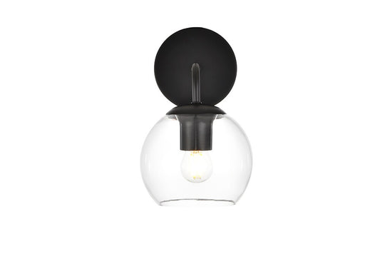 Elegant Furniture & Lighting - Genesis 1 light Black and Clear Bath Sconce - LD7321W6BLK veiw 1