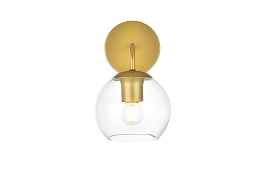 Elegant Furniture & Lighting - Genesis 1 light Brass and Clear Bath Sconce - LD7321W6BRA veiw 1