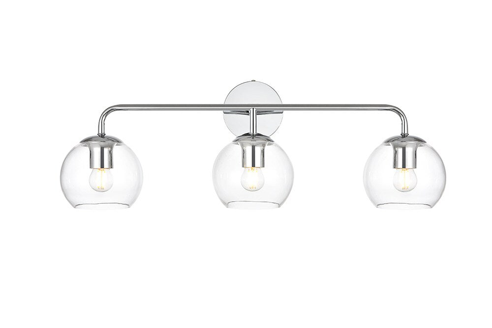 Elegant Furniture & Lighting - Genesis 3 light Chrome and Clear Bath Sconce - LD7321W28CH veiw 1